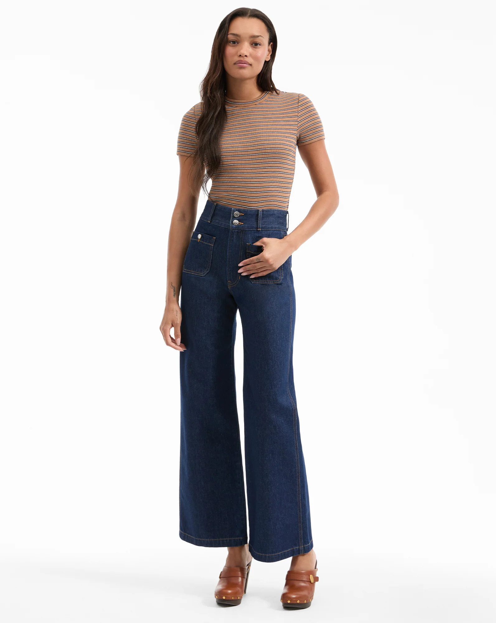 Taylor Patch-Pocket Wide-Leg Jean | Veronica Beard