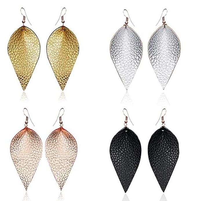 SEVENSTONE 6 Pcs Petal Leather Earrings Teardrop Leaf Drop Lightweight Antique Fashion Earrings F... | Amazon (US)