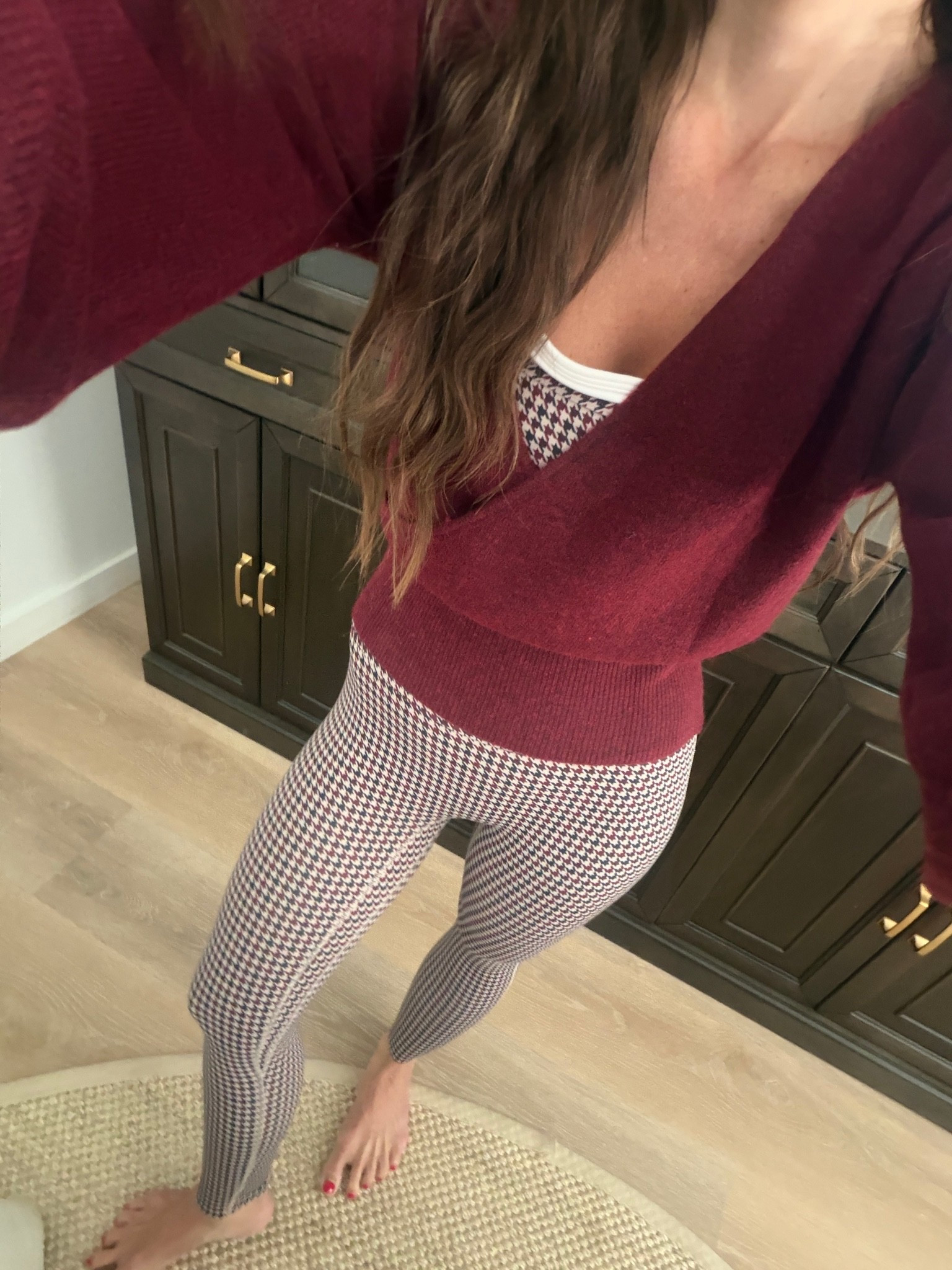 This Amazon wrap sweater is such an easy fall layer — the wrap detail is actually sewn into place, so there’s no adjusting or worrying about it shifting around. I’m wearing an XS. My houndstooth legging + bra set is Abercrombie but unfortunately sold out, so I linked a similar option to recreate the look!

Amazon fall fashion, Amazon wrap sweater, burgundy sweater, fall layering outfit, women’s fall sweater, Abercrombie activewear, checkered leggings, matching workout set, athleisure outfit, casual fall outfit, affordable fall fashion

#LTKootd #LTKSeasonal #LTKPetite