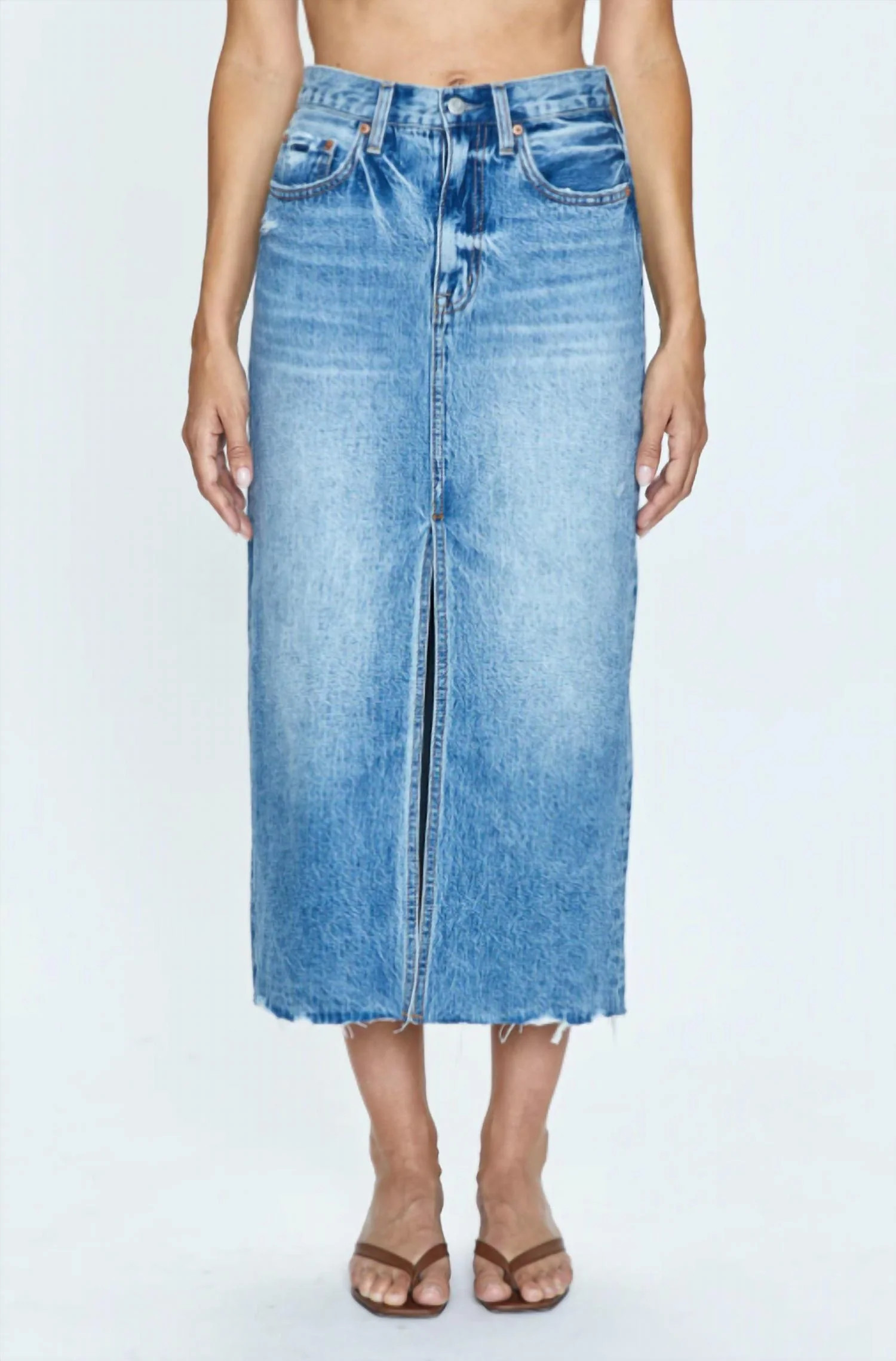 Alice Denim Midi Skirt In Portrait Vintage | Shop Simon