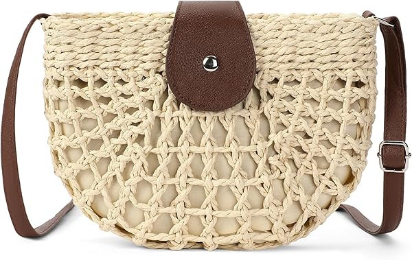 RNIEGA Monederos de paja para mujer, bolso cruzado de verano, bolso de hombro tejido, bolsas de p... | Amazon (US)