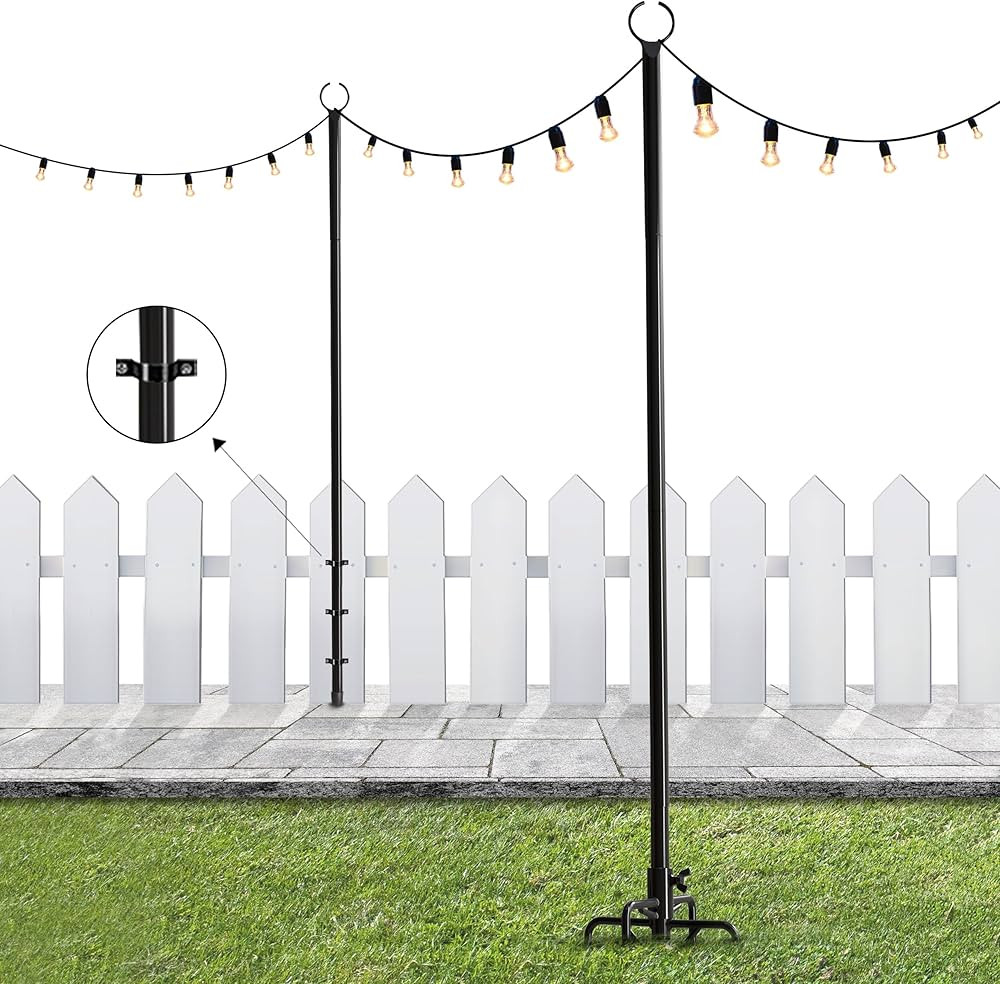 Utopia Home String Light Poles - 2 Pack 9FT Light Poles for Outside String Lights with 2 in 1 Ass... | Amazon (US)