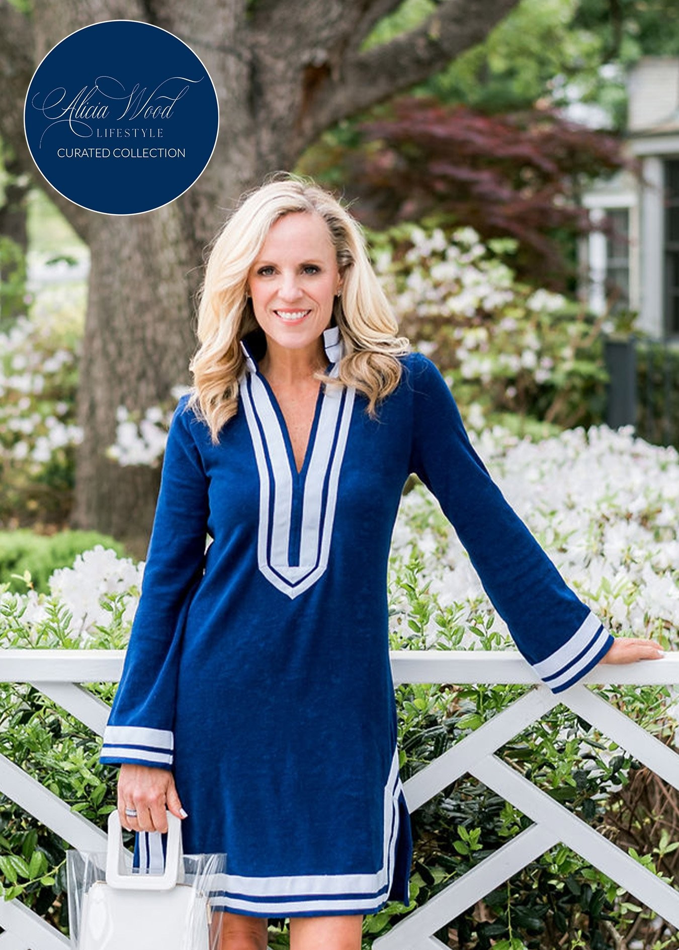 AWL x CL Navy/White Trim Terry Tunic | Cabana Life