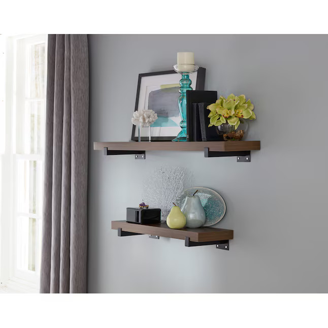allen + roth 23.6-in L x 7.8-in D x 3.93-in H Dark Oak Rectangular Shelf Kit | Lowe's