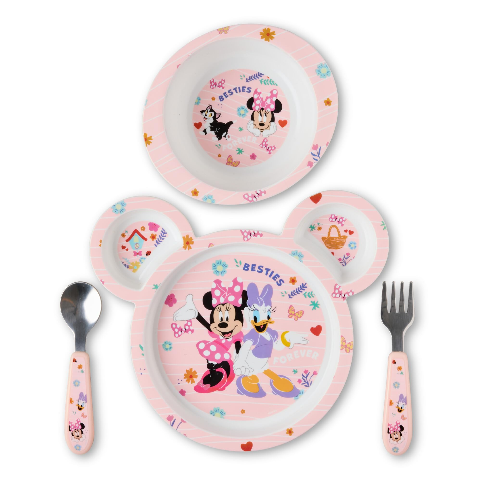 The First Years Disney Minnie Mouse Kids Dinnerware Set - Includes Toddler Plate, Bowl, Fork, and... | Amazon (US)