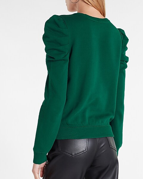 Embellished Shoulder Puff Sleeve Sweatshirt | Express