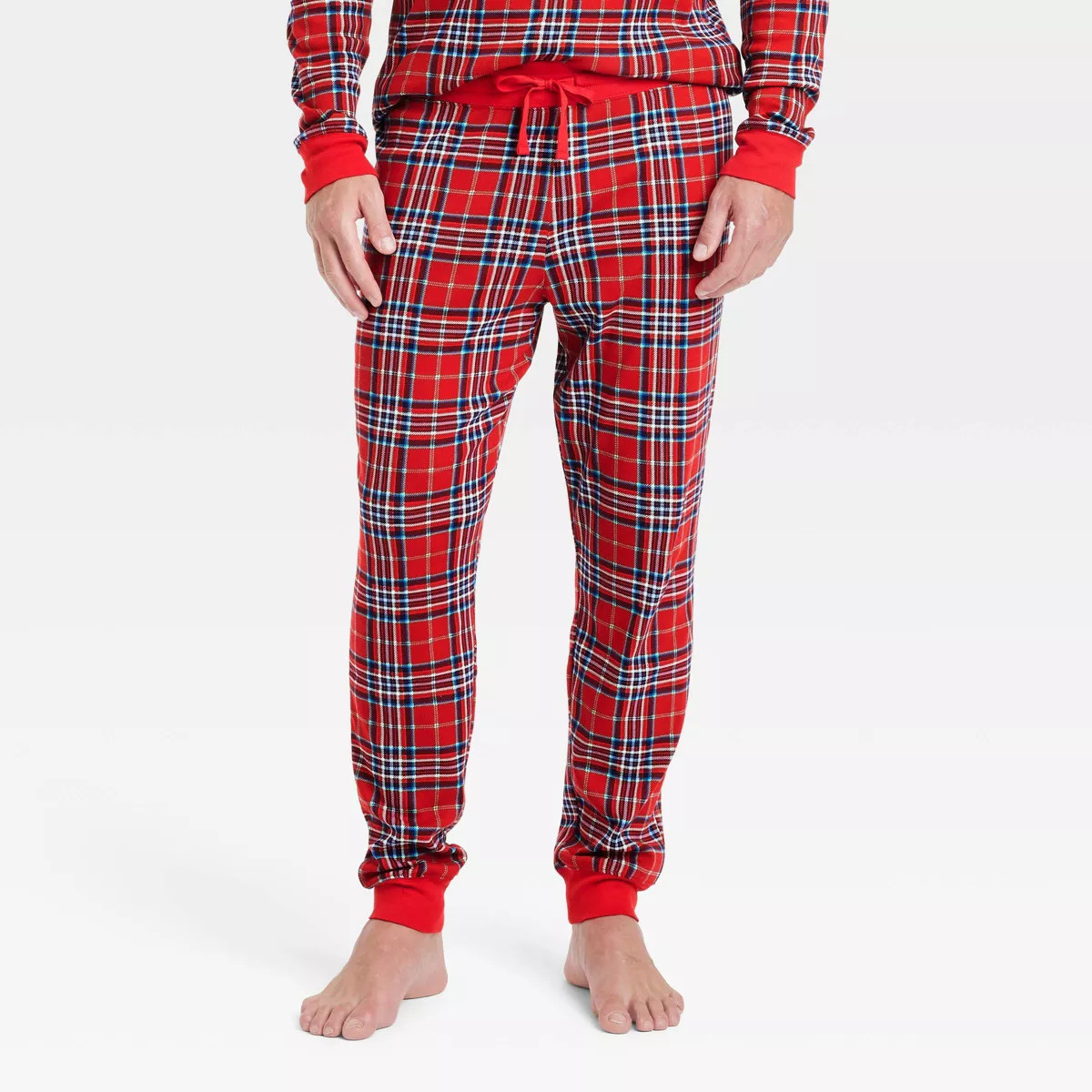 Men's Plaid Cotton Ribbed Holiday Matching Family Pajama Pants - Wondershop™ Red | Target
