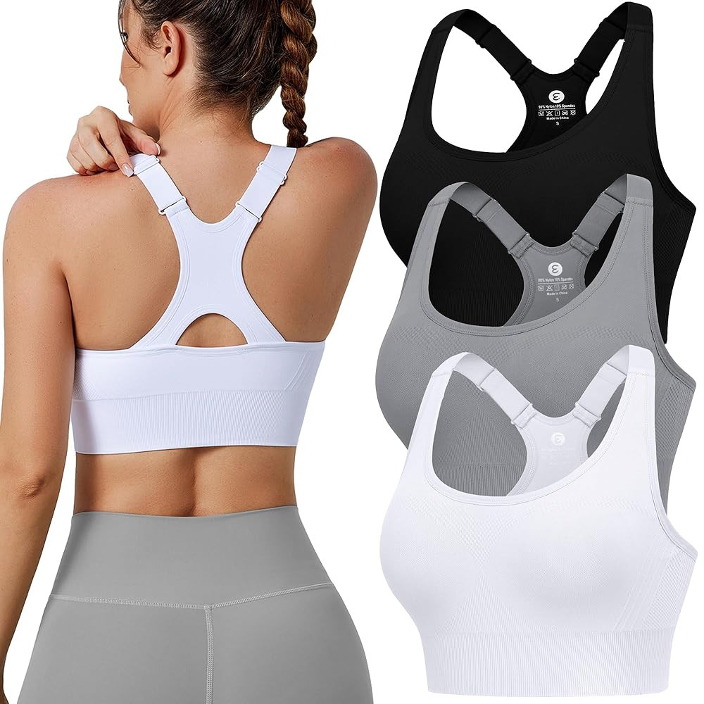 Evercute Adjustable Sports Bras for Women 3/4 Pack Racerback High Support Bras Padded Workout Bra... | Amazon (US)