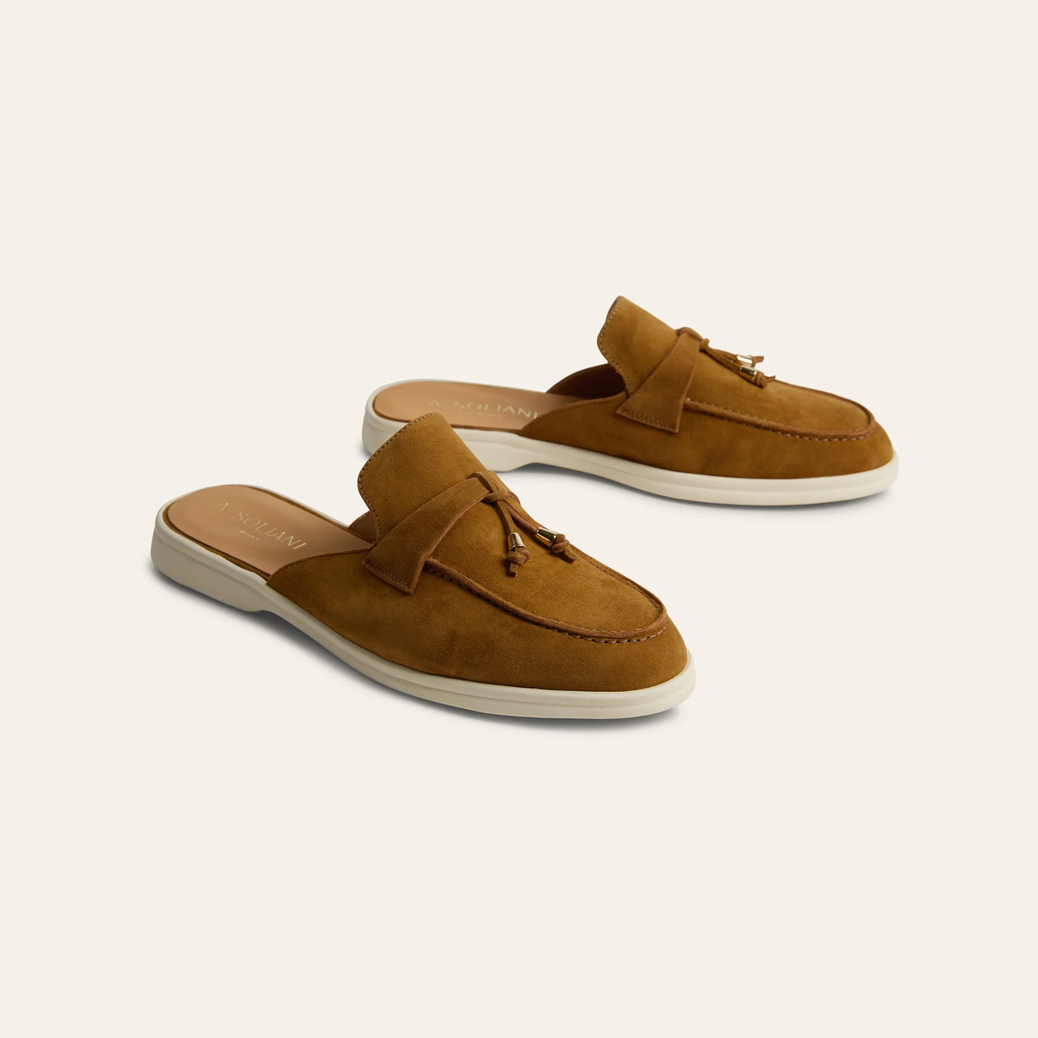 Lisa Slide Sneaker Tassels - Bronze Suede | A.Soliani
