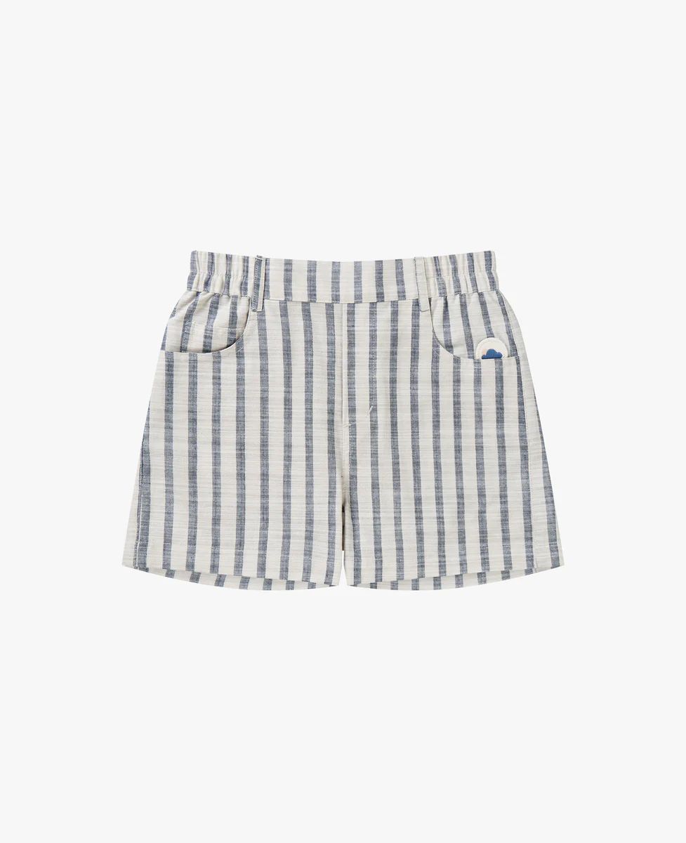 Cotton Wide Stripe Shorts - Nautical Stripe | Petite Revery