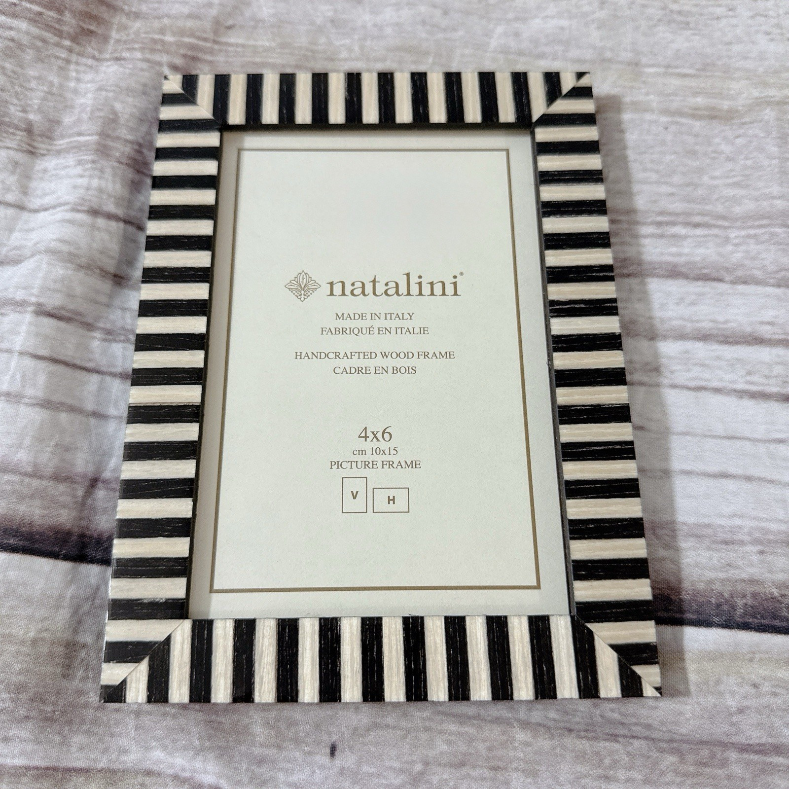 Natalini Wood Marquetry Picture Frame 4 X 6 New Handcrafted Black Striped | eBay US