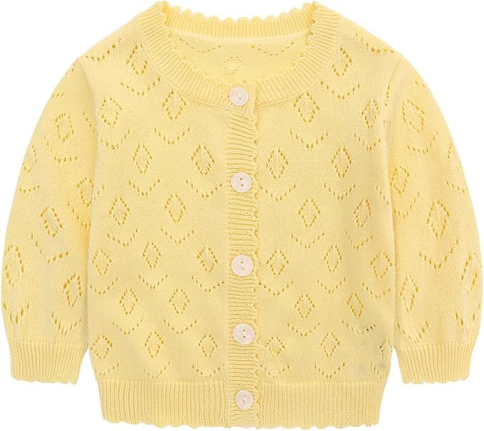 famuka 0-24 Months Baby Girl Cardigan Coat Thin Solid Knit Sweater | Amazon (US)