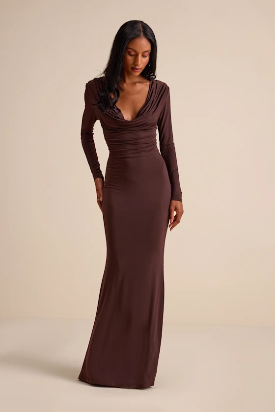 Jennifer Brown Jersey Knit Cowl Neck Maxi Dress | Lulus