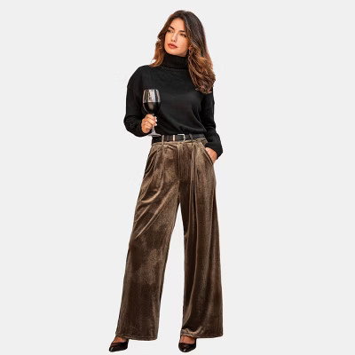 Women's Luxurious Velvet Wide-Leg Pants for Sophisticated Evenings - Cupshe | Target
