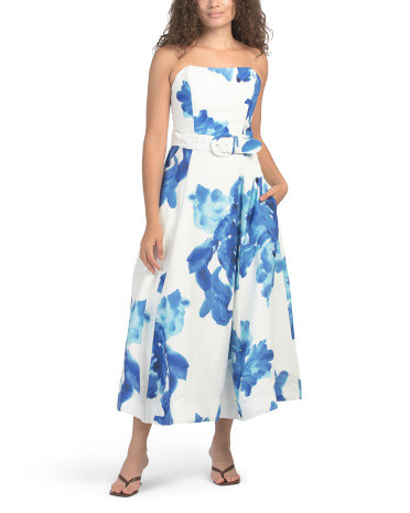 Linen Sia Strapless Ball Dress With Belt | TJ Maxx