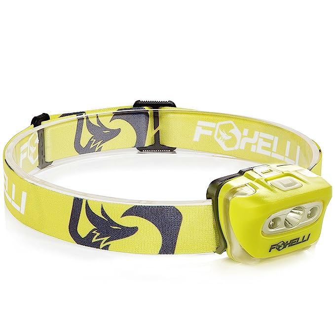 Foxelli Headlamp Flashlight - 165 Lumen, 3 x AAA Batteries Operated, Bright White Cree Led + Red ... | Amazon (US)