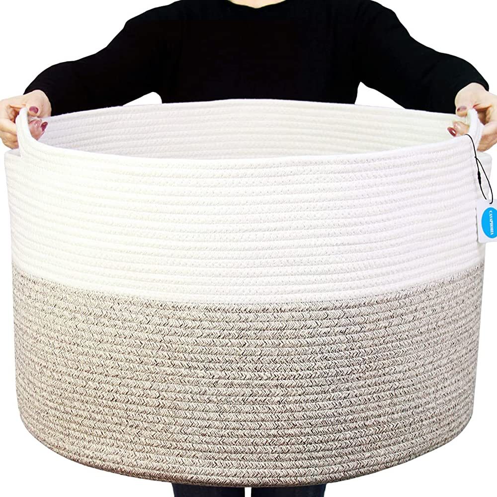 Casaphoria XXXLarge Cotton Rope Basket for Living Room - Woven Storage Basket with Handle for Bla... | Amazon (US)
