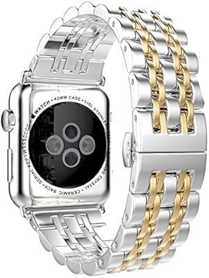 HUANLONG Latest Solid Stainless Steel Metal Replacement 7 Pointers Watchband Bracelet with Double... | Amazon (US)