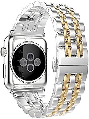 HUANLONG Latest Solid Stainless Steel Metal Replacement 7 Pointers Watchband Bracelet with Double... | Amazon (US)