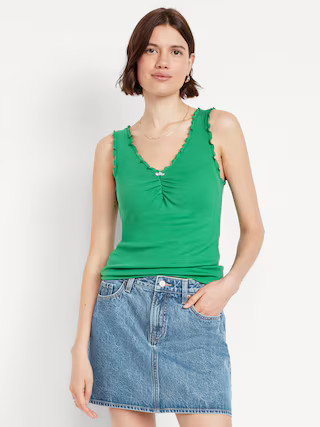 Cinched Rib-Knit Tank Top | Old Navy (US)