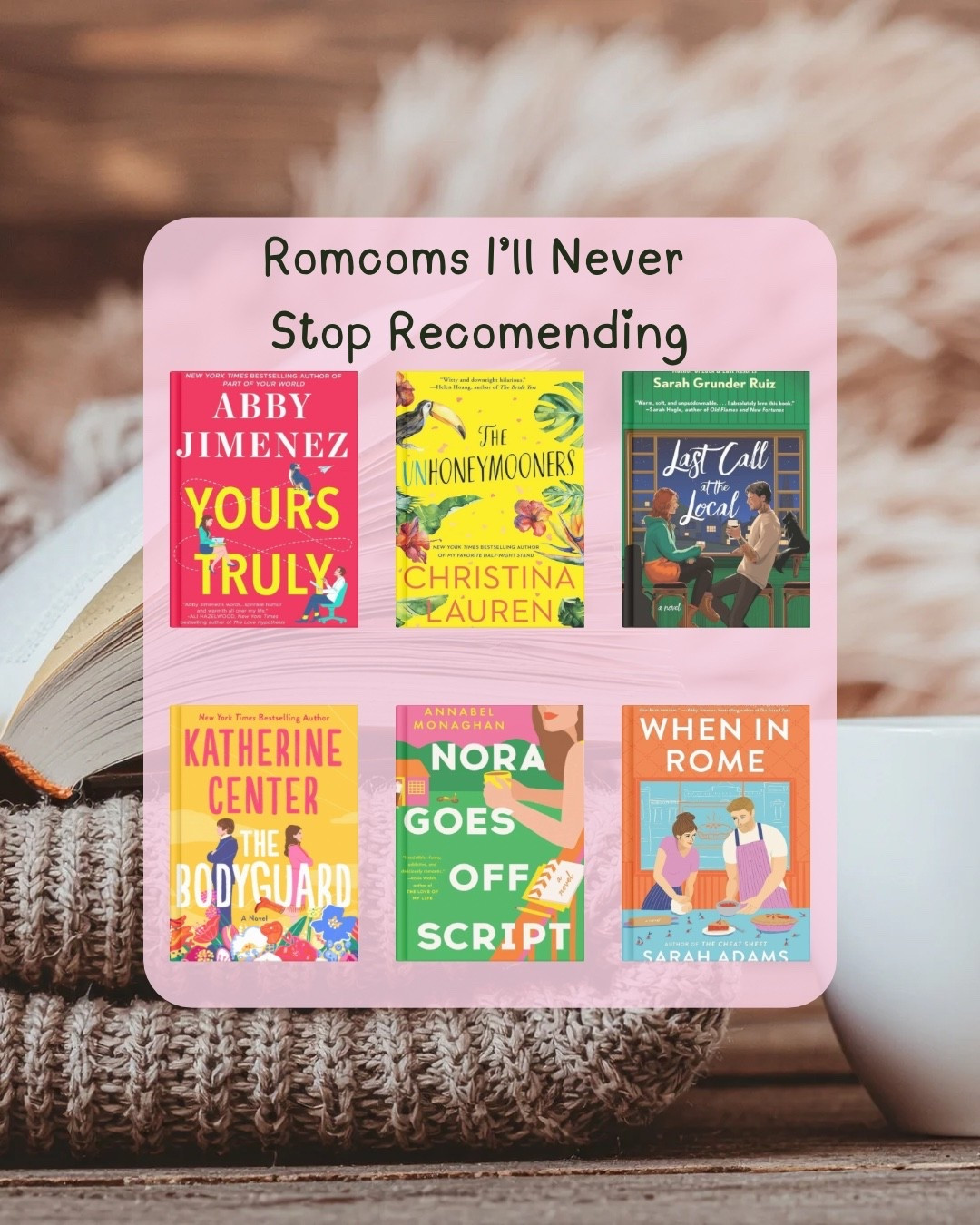 If you’re looking for romcom book recommendations, these are the romance novels I always come back to. Think fake dating, celebrity romance, slow burn moments, and witty banter. I’ve linked all my favorite romcom reads here for easy shopping. 📖💕

#LTKstorytime #LTKselfcare #LTKdayinmylife