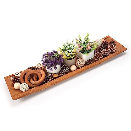 Athaliah Wood Dough Bowl, 31.5 Inchs Natural Solid Wooden Dough Bowls, Rustic Long Wooden Bread Bowl for Table Centerpiece Dining Room Home Kitchen Decor | Amazon (US)