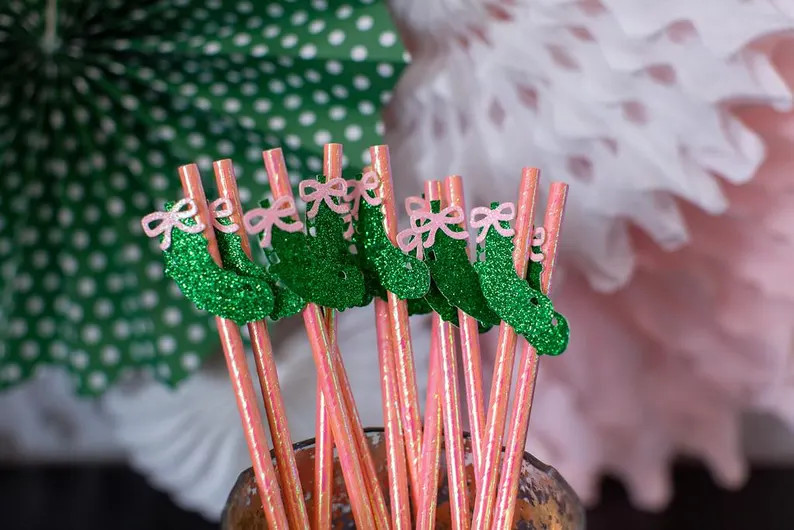Pickle Party Straws | Pink Glitter Decorations - Etsy | Etsy (Global)