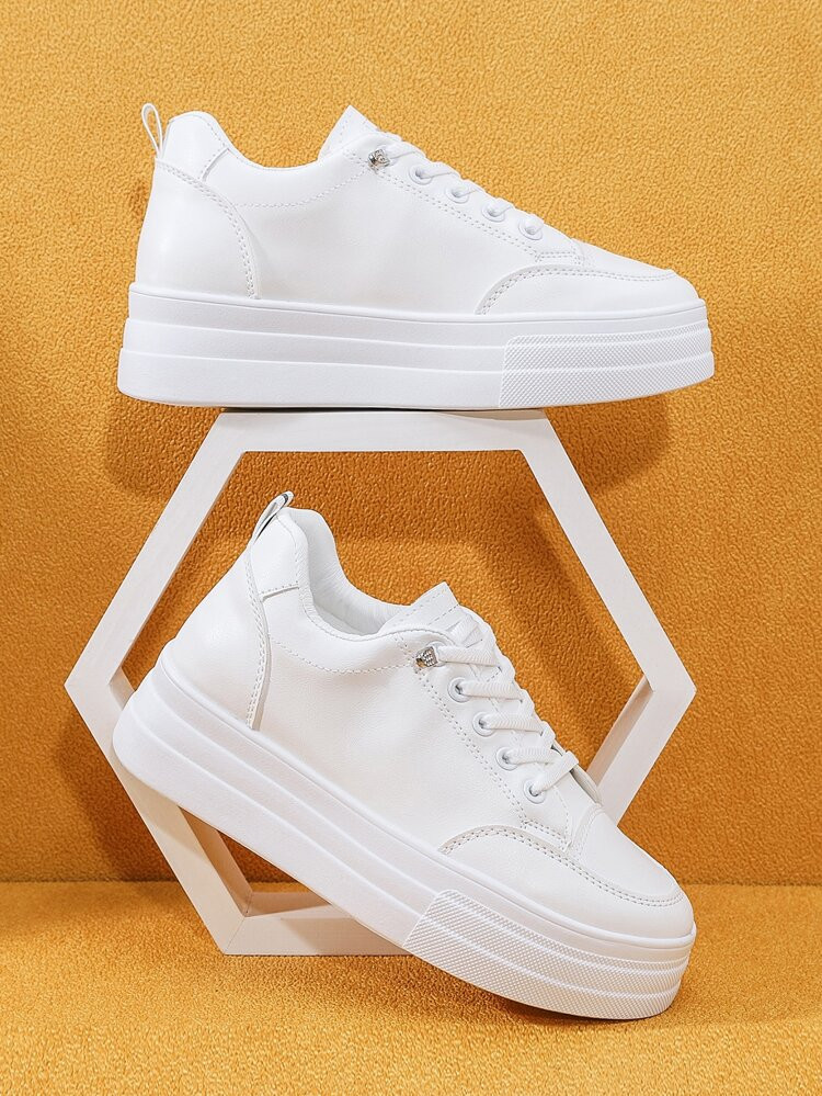 Minimalist Lace-up Front Wedge Sneakers | SHEIN