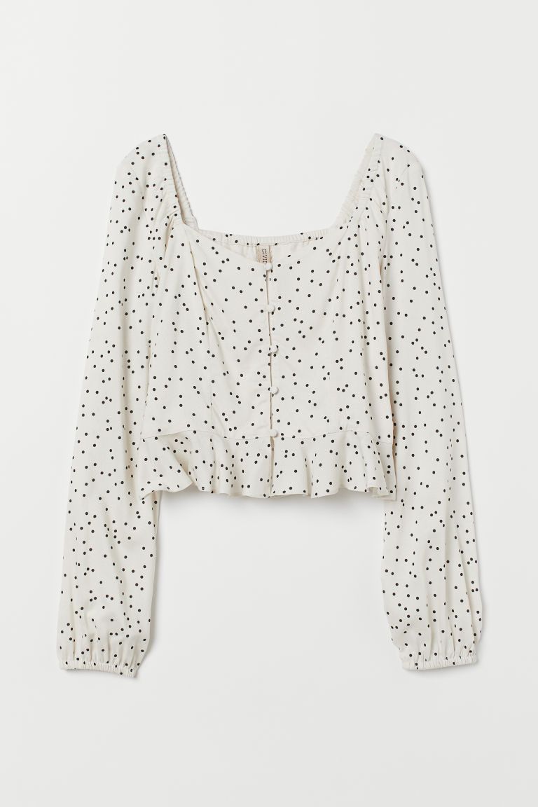 H & M - Patterned Blouse - White | H&M (US + CA)