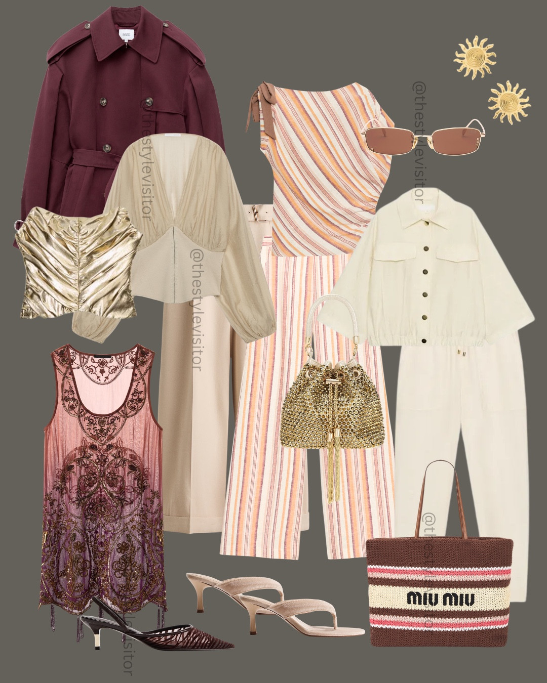 Burgundy, blush and champagne tones are such an underrated combination. 🍂✨

The trench coat is a forever piece, and I’m loving all the soft textures and metallic accents mixed together.

Save this post to come back later to shop.

Keywords: burgundy trench, neutral outfit, blush outfit, metallic top, striped trousers, cream co-ord, woven bag, chic wardrobe, elegant style, transition outfits, H&M fashion, Zara fashion, luxury inspired, everyday style, feminine outfits, quiet luxury, capsule wardrobe, fashion finds, LTK, style inspiration

#LTKsummer #LTKstyletip