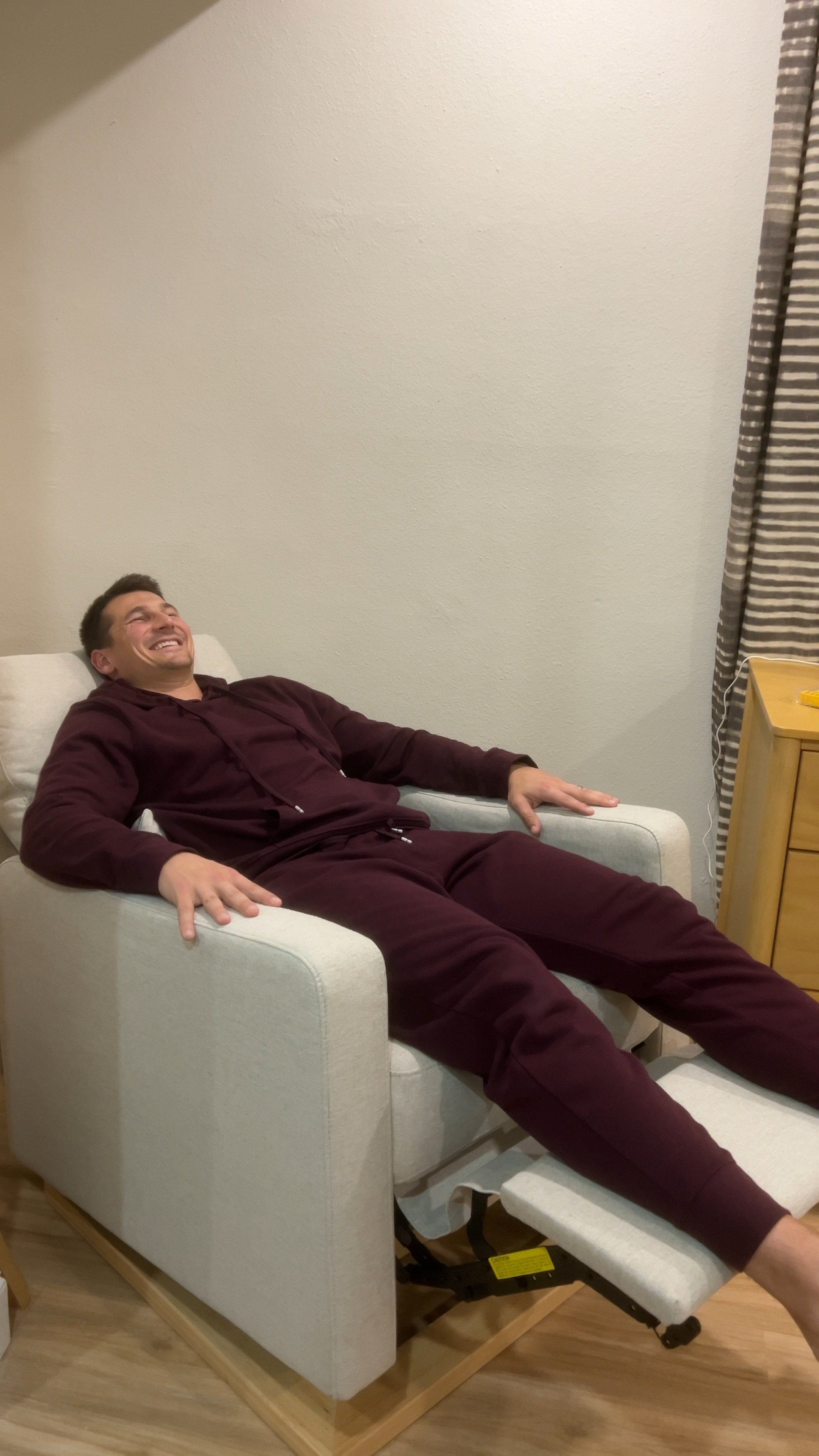 Between this recliner and comfortable sweats set, “it’ll make you want to cry a holdin baby” Ultra comfortable recliner glider for nursery comes in automatic with both USB ports in a variety of colors - we chose performance fabric but it also comes in a beautiful boucle. 

#LTKmens #LTKbaby #LTKhome