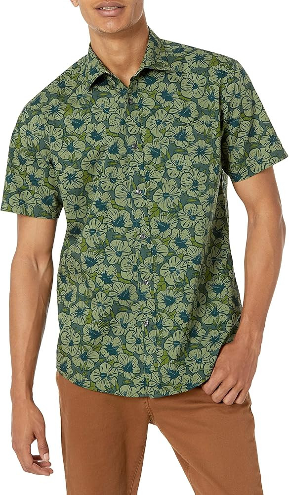 Amazon Essentials Men's Short-Sleeve Button-Down Print Shirt | Amazon (US)