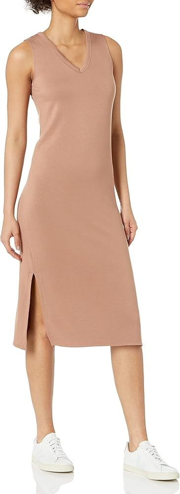 Daily Ritual Women's Supersoft Terry Relaxed-Fit Sleeveless V-Neck Midi Dress | Amazon (US)