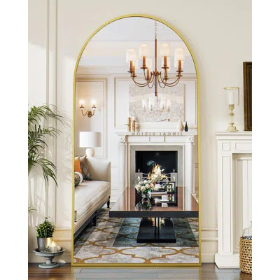 Koonmi 34"x76" Arched Full-Length Mirror, Gold Large Floor Mirror with Aluminum Frame for Standing, Hanging, or Wall-Mounting | Perfect for Living Roo | Wayfair North America