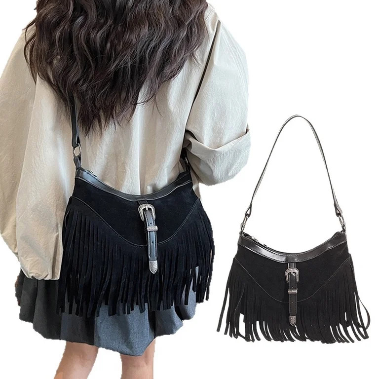 Fashion Hippie Western Cowgirl Purses Purses Fringe Hobos Bags for Women Faux Suedes Crossbody Ba... | Walmart (US)