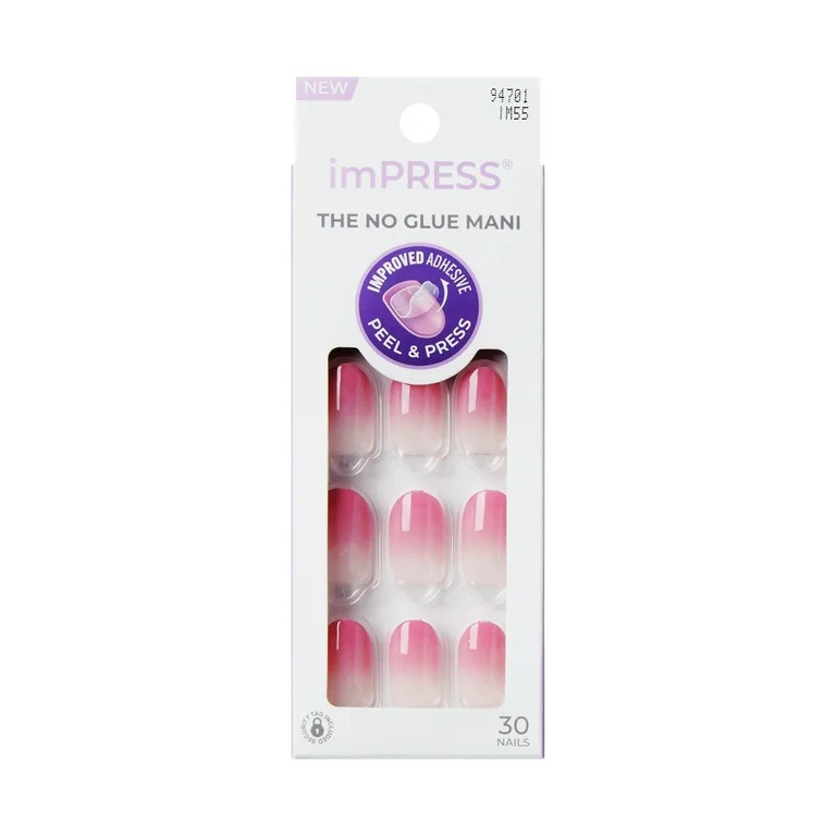 KISS imPRESS Design  Press on Nails, Secretly Yours, Pink, Short Oval, 30 Count | Walmart (US)