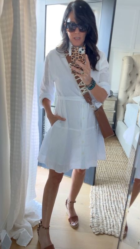 Really nice white linen dress, not too short, lined and has sleeves and pockets! Comes in navy and black too! Casual comfortable, perfect. Wearing small 

#LTKVideo #LTKTravel #LTKWorkwear