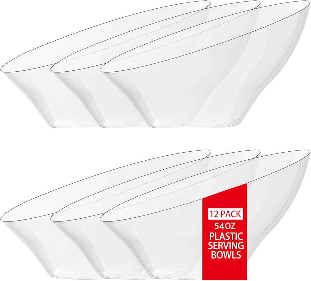 bUCLA 54 OZ Clear Plastic Serving Bowls (12 Pack) - Angled Serving Bowls Disposable for Chip&Cand... | Amazon (US)