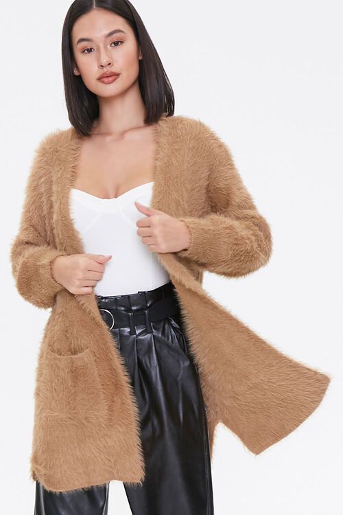 Fuzzy Knit Open-Front Cardigan | Forever 21 (US)