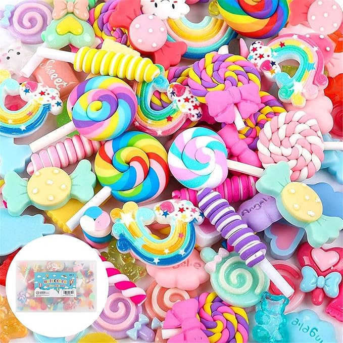 Holicolor 120pcs Slime Charms Cute Set Resin Charms Mixed Assorted Candy Sweets Resin Flatback Sl... | Amazon (US)