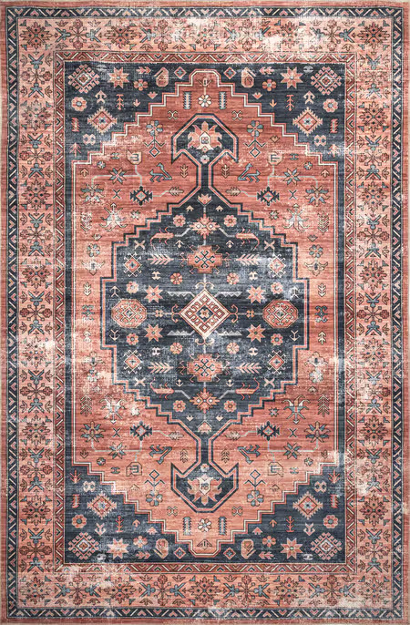 Rust Daisy Washable Persian Area Rug | Rugs USA