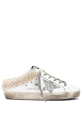 Superstar Sabot Shearling Sneaker in White, Silver, & Beige | Revolve Clothing (Global)