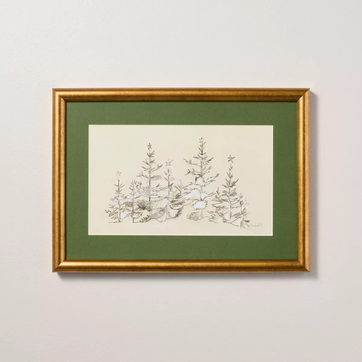 10"x14" Tree Sketch Framed Christmas Wall Art - Hearth & Hand™ with Magnolia | Target