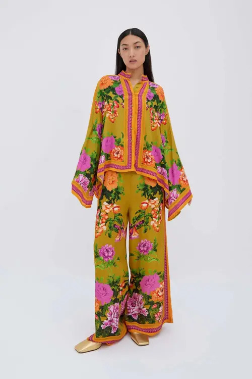 RAISHMA Alisa Green Viscose Shirt at Nordstrom, Size 12L Uk | Nordstrom