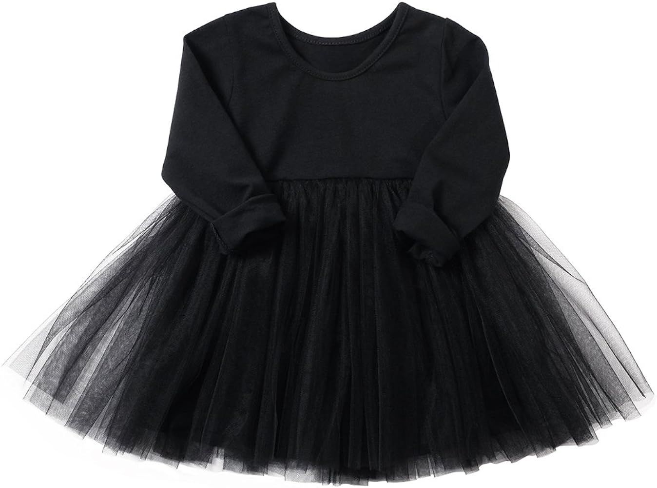 Baby Girls Black Dress Tutu Long Sleeves Ruffle Tulle 6-48m | Amazon (US)