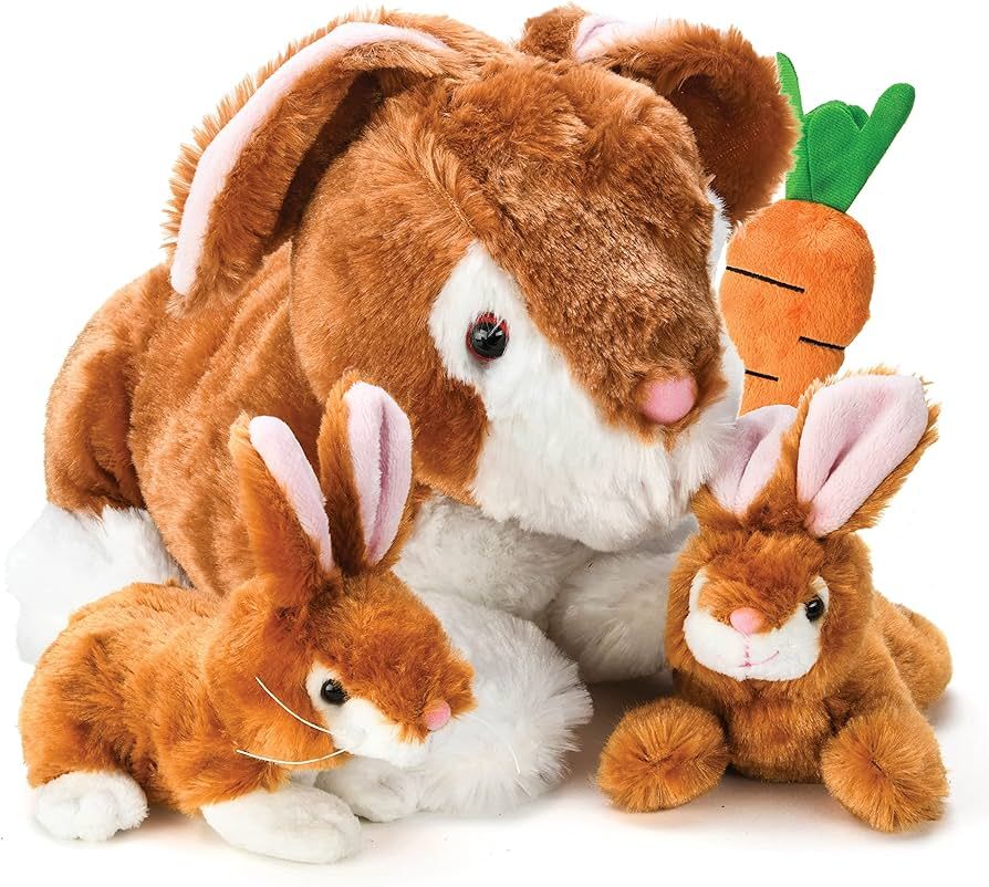 Plush Bunny Rabbit with Zippered Pouch for Little Baby Bunnies, Bunny Stuffed Animal, Easter Bunn... | Amazon (US)