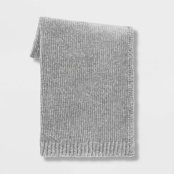 60"x50" Shiny Chenille Throw Blanket Light Gray - Project 62™ | Target