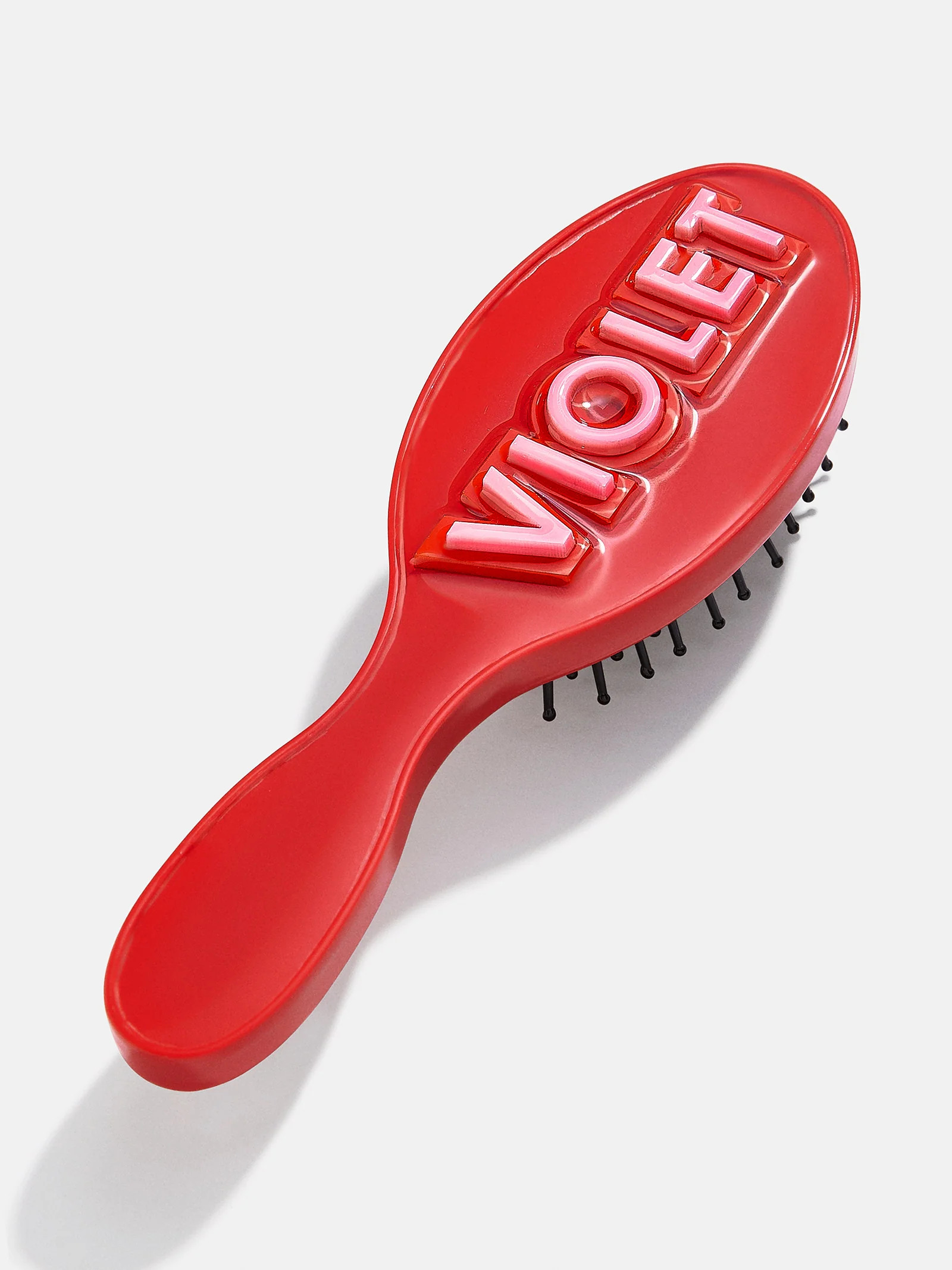 Block Font Mini Custom Hair Brush - Block Font Red | BaubleBar (US)