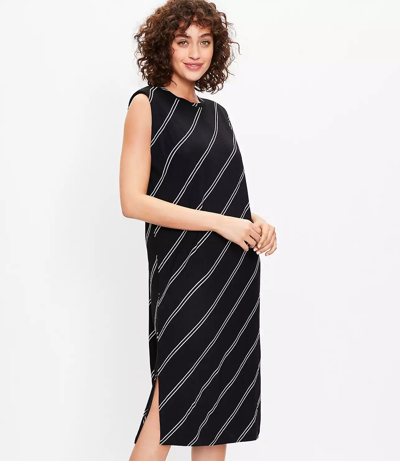 Striped Muscle Tee Midi Dress | LOFT