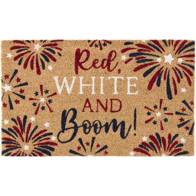Mainstays 18X30 Red White & Boom Outdoor Coir Mat | Walmart (US)